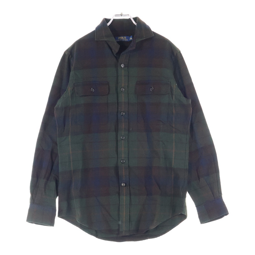 POLO RALPH LAUREN(ポロラルフローレン) エルボーパッチ フランネル チェック シャツ グリーン 710616244001