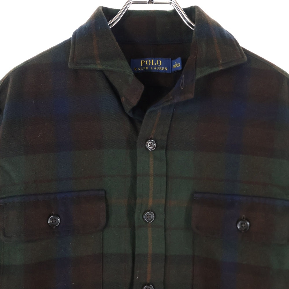 POLO RALPH LAUREN(ポロラルフローレン) エルボーパッチ フランネル チェック シャツ グリーン 710616244001