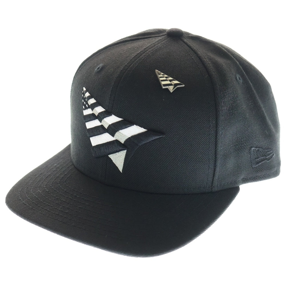NEW ERA(ニューエラ) paper planes 6PANEL CAP ペーパープレーンズ エンブロイダリー ロゴ 6パネル キャップ 帽子 ブラック