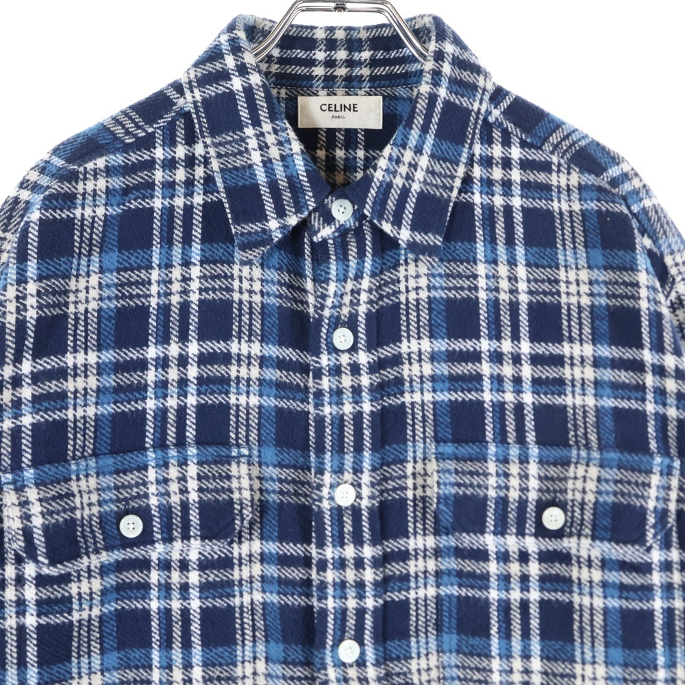 CELINE セリーヌ　チェック柄 ブラック系 トリオンフロゴ刺繍Mサイズ CELINE セリーヌ チェック柄 ブラック系 トリオンフロゴ刺繍Mサイズ