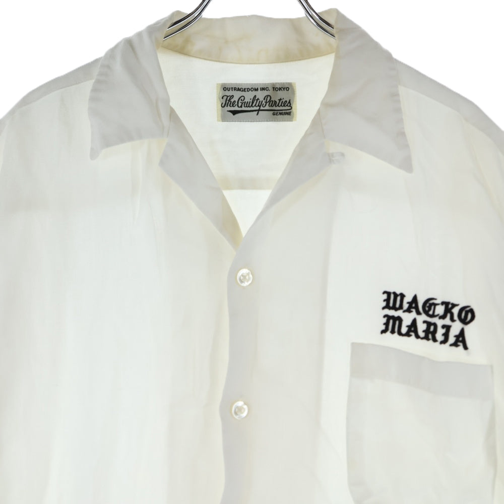 WACKO MARIA(ワコマリア) 24SS 50'S SHIRT S/S 24SS-WMS-OC05 ロゴ刺繍半袖開襟シャツ ホワイト