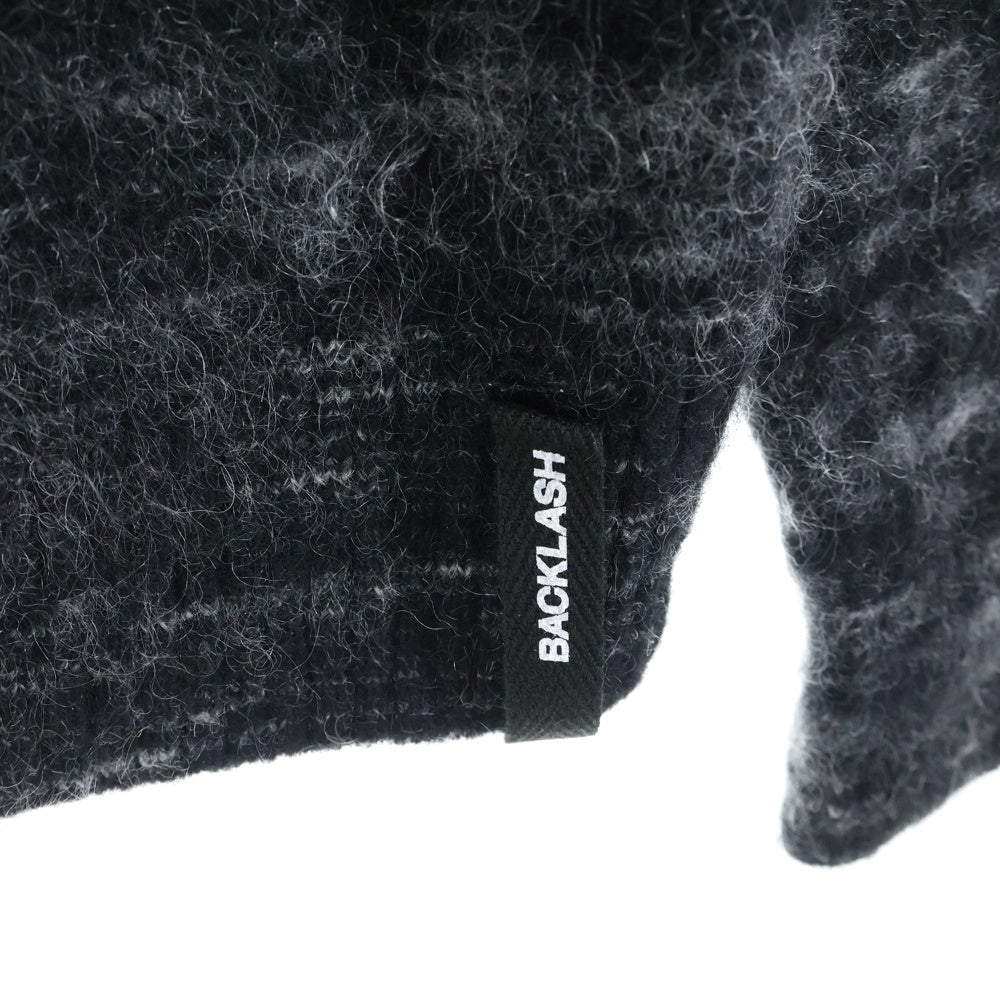 ISAMU KATAYAMA BACKLASH(イサムカタヤマバックラッシュ) モヘア混 カシミヤ ハイネックニットセーター ブラック KN777-01