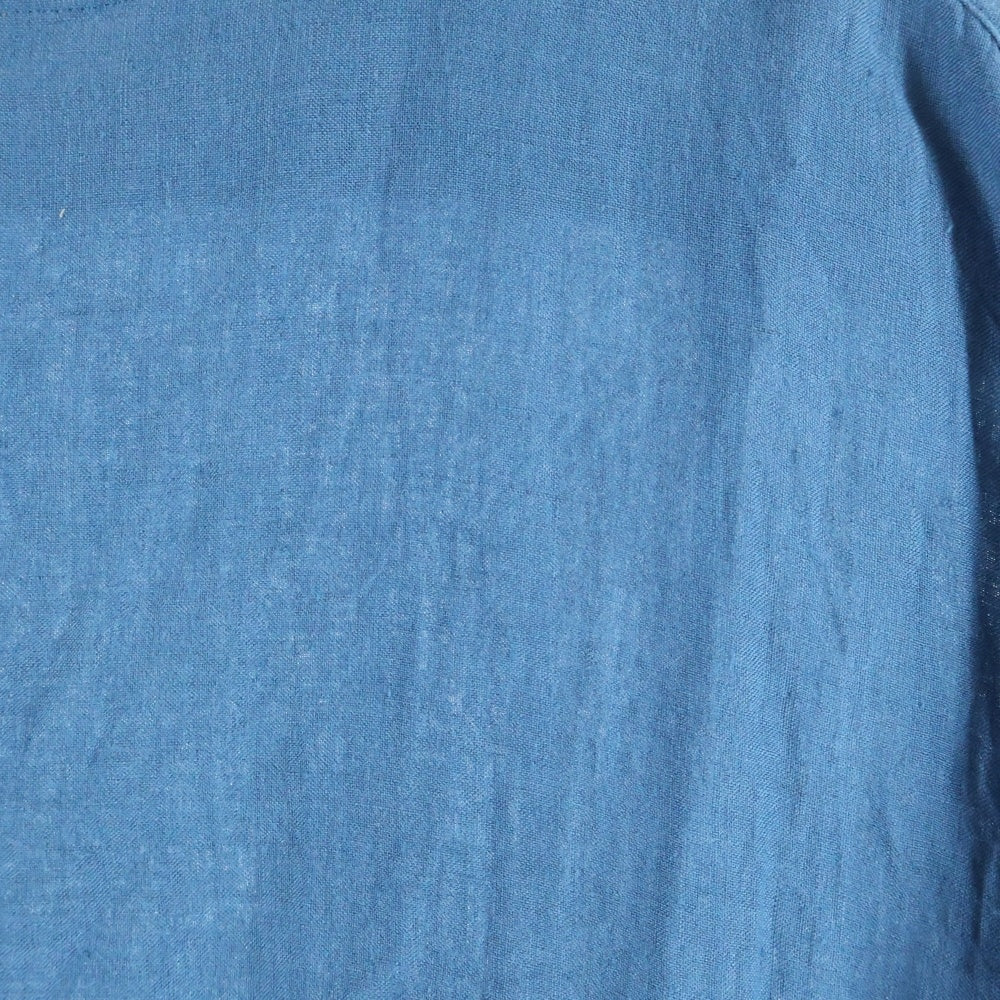 ISAMU KATAYAMA BACKLASH(イサムカタヤマバックラッシュ) Soft Linen Henley Neck Pullover Shirts ソフトリネン ヘンリーネック プルオーバー 長袖シャツ ブルー 2060-02