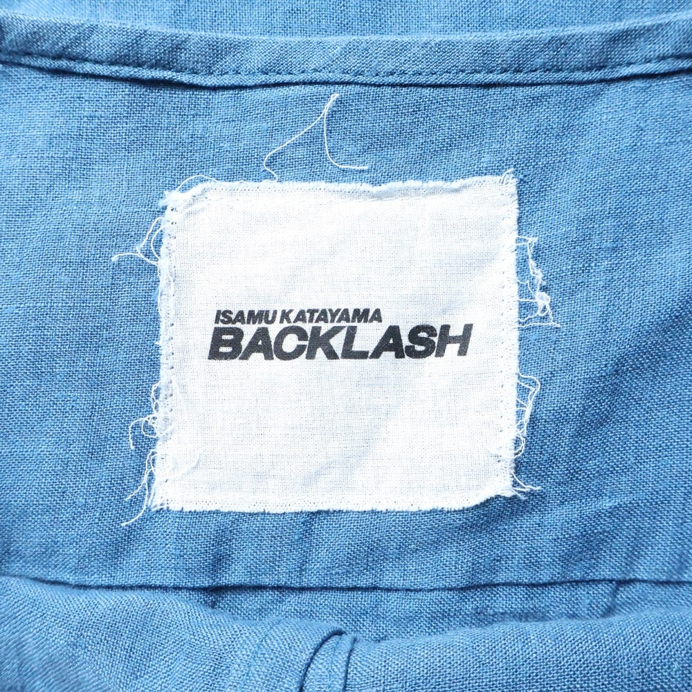ISAMU KATAYAMA BACKLASH(イサムカタヤマバックラッシュ) Soft Linen Henley Neck Pullover Shirts ソフトリネン ヘンリーネック プルオーバー 長袖シャツ ブルー 2060-02