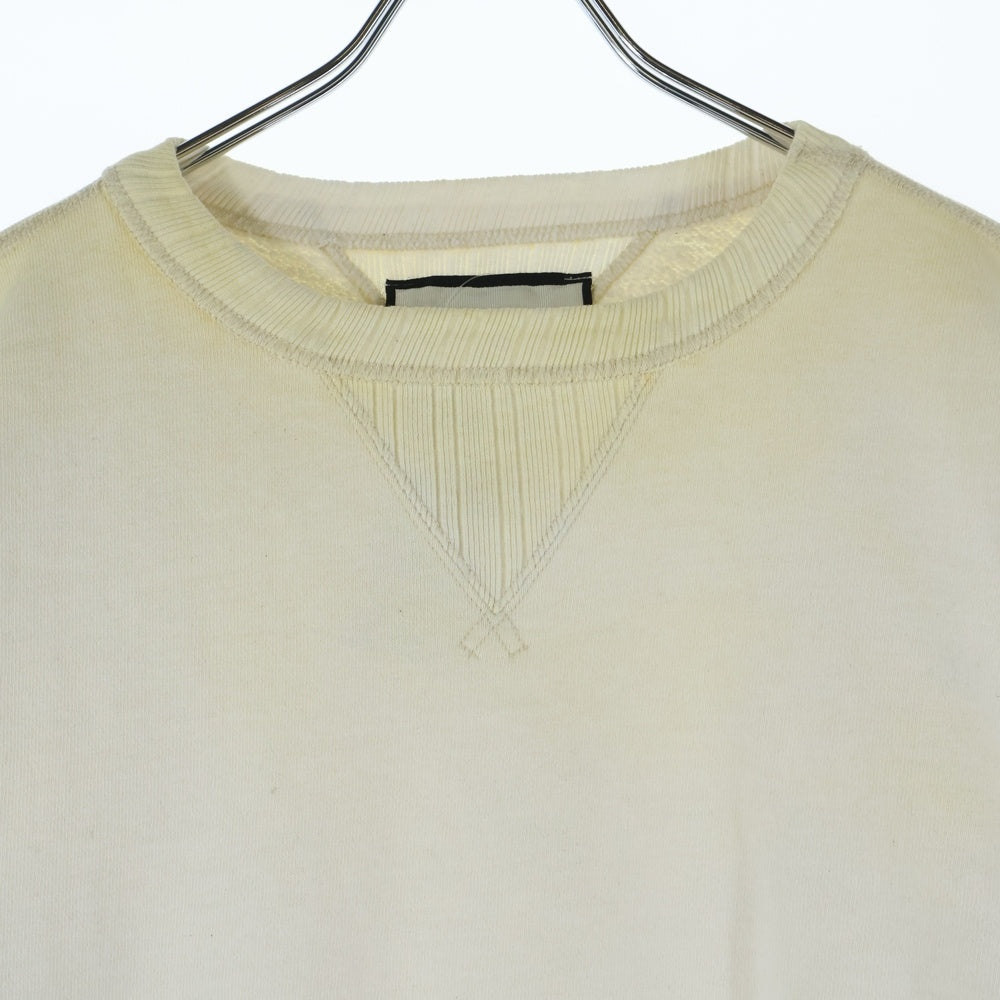 FULLCOUNT(フルカウント) ×N/07 Double V Set In Sleeve Mother Cotton Exhausted ヴィンテージ加工 両V セットイン コットン クルーネック スウェットトレーナー ホワイト