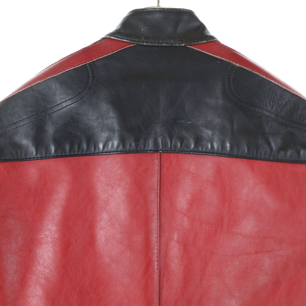 VANSON(バンソン) ロゴパッチ シングルライダース レザージャケット ブラック/レッド