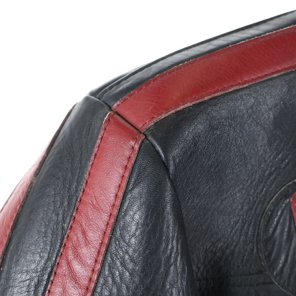 VANSON(バンソン) ロゴパッチ シングルライダース レザージャケット ブラック/レッド