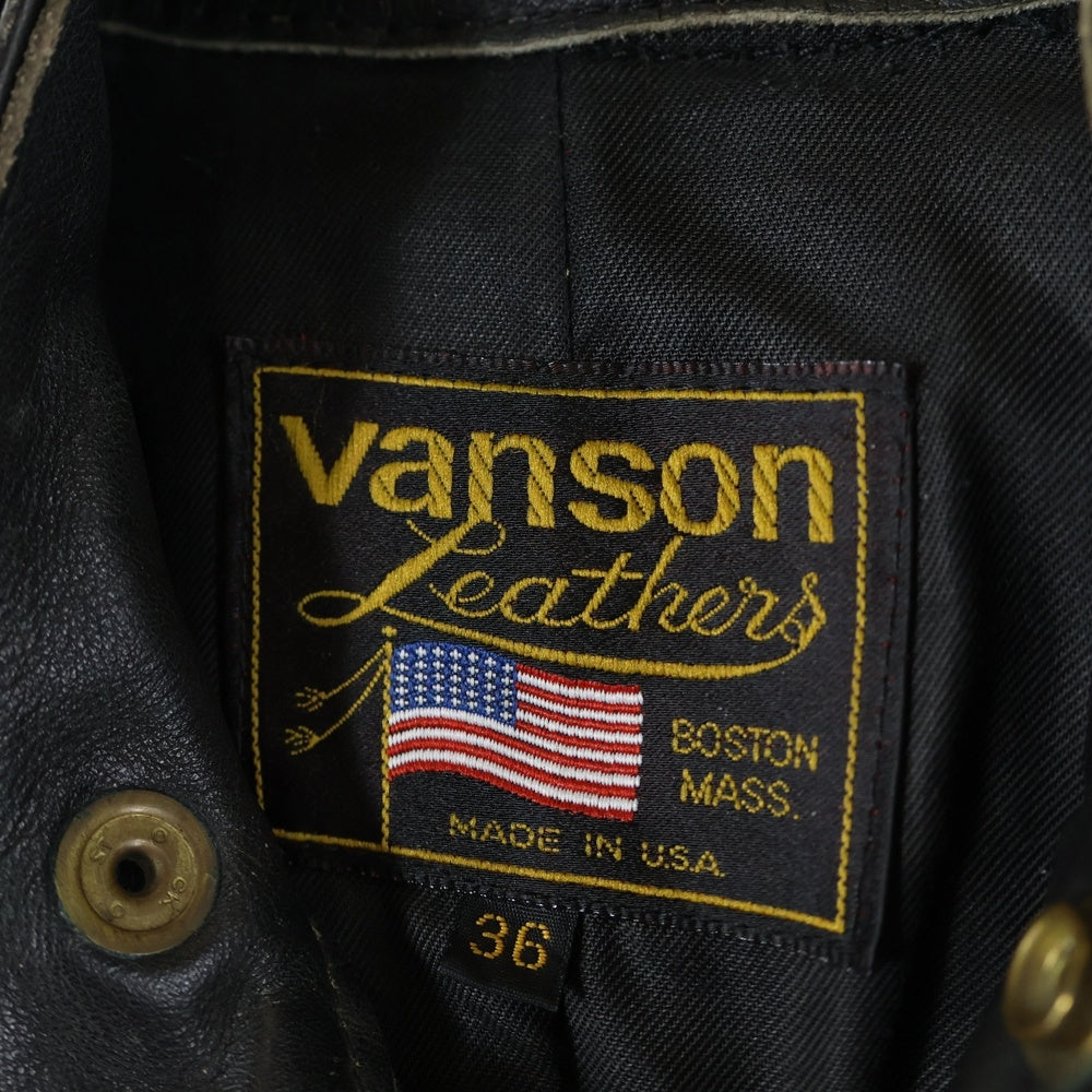 VANSON(バンソン) ロゴパッチ シングルライダース レザージャケット ブラック/レッド