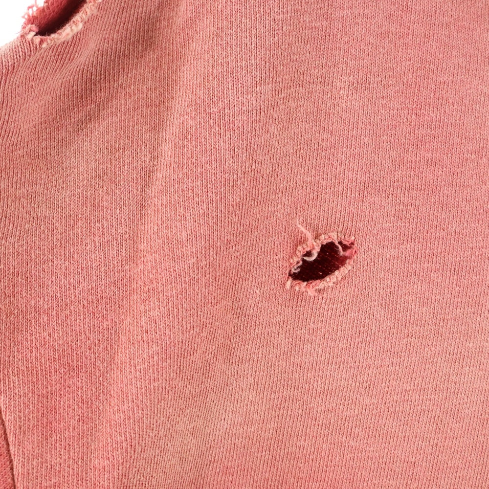 KAPITAL(キャピタル) 裏毛 スリラーダメージフードスウェット(スタッズ リメイク) パーカー レッド K241LC136