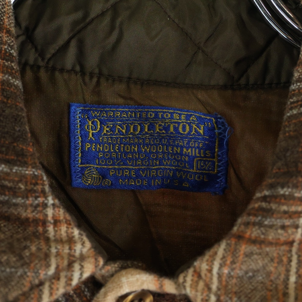 PENDLETON(ペンドルトン) 70S VINTAGE ウール ヴィンテージ 長袖チェックシャツ ブラウン