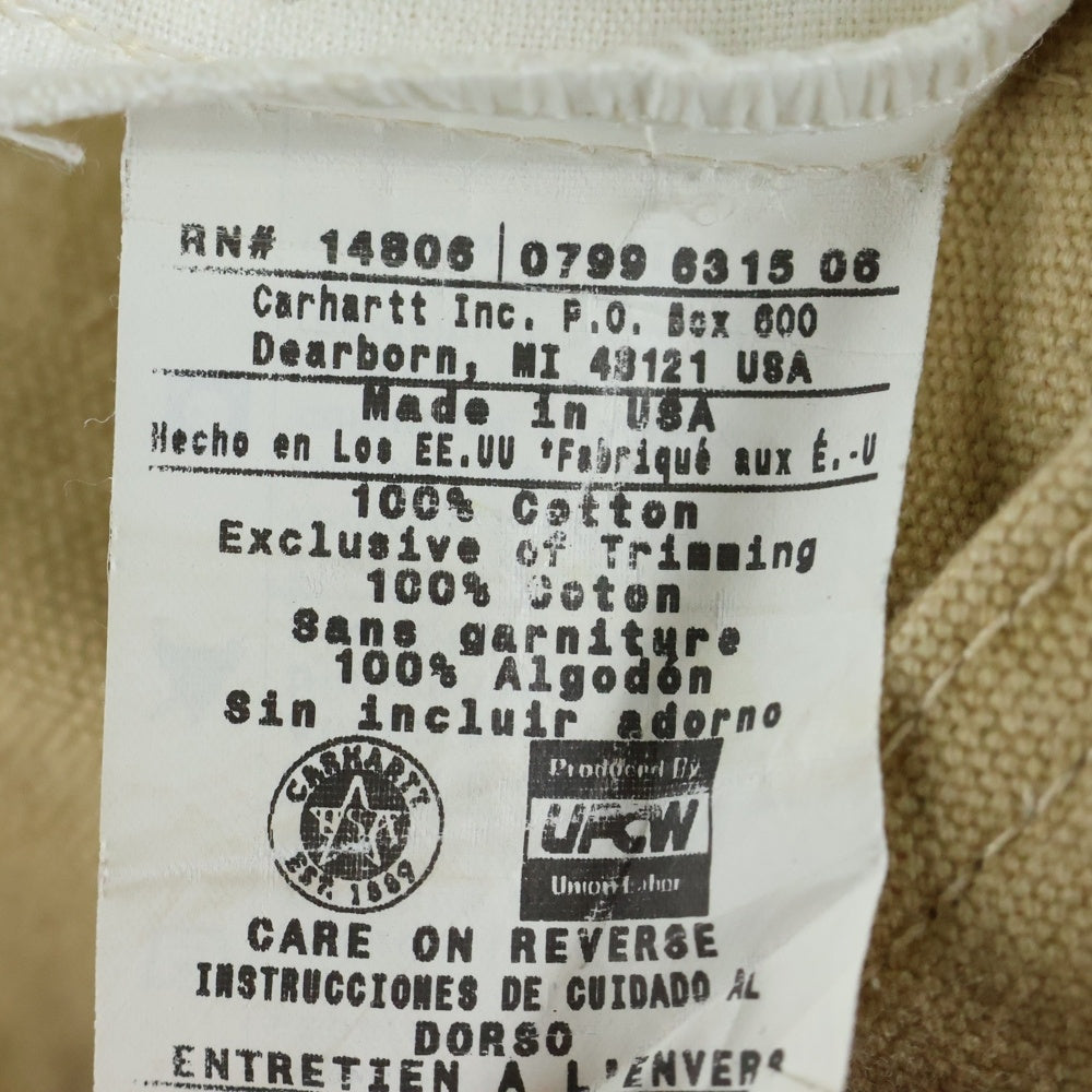 CARHARTT(カーハート) 90S VINTAGE SINGLE KNEE PANTS シングルニー ヴィンテージ ダック ワークパンツ ベージュ B12 WET