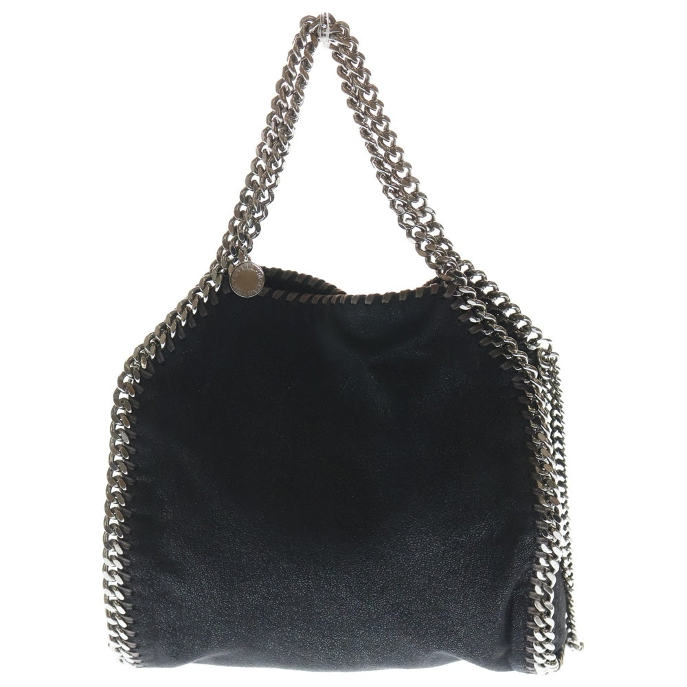 STELLA McCARTNEY(ステラマッカートニー) ファラベラ ミニ グレイン加工 ヴィーガンシャギーディア 2Way チェーンショルダー トートハンドバッグ ブラック/シルバー