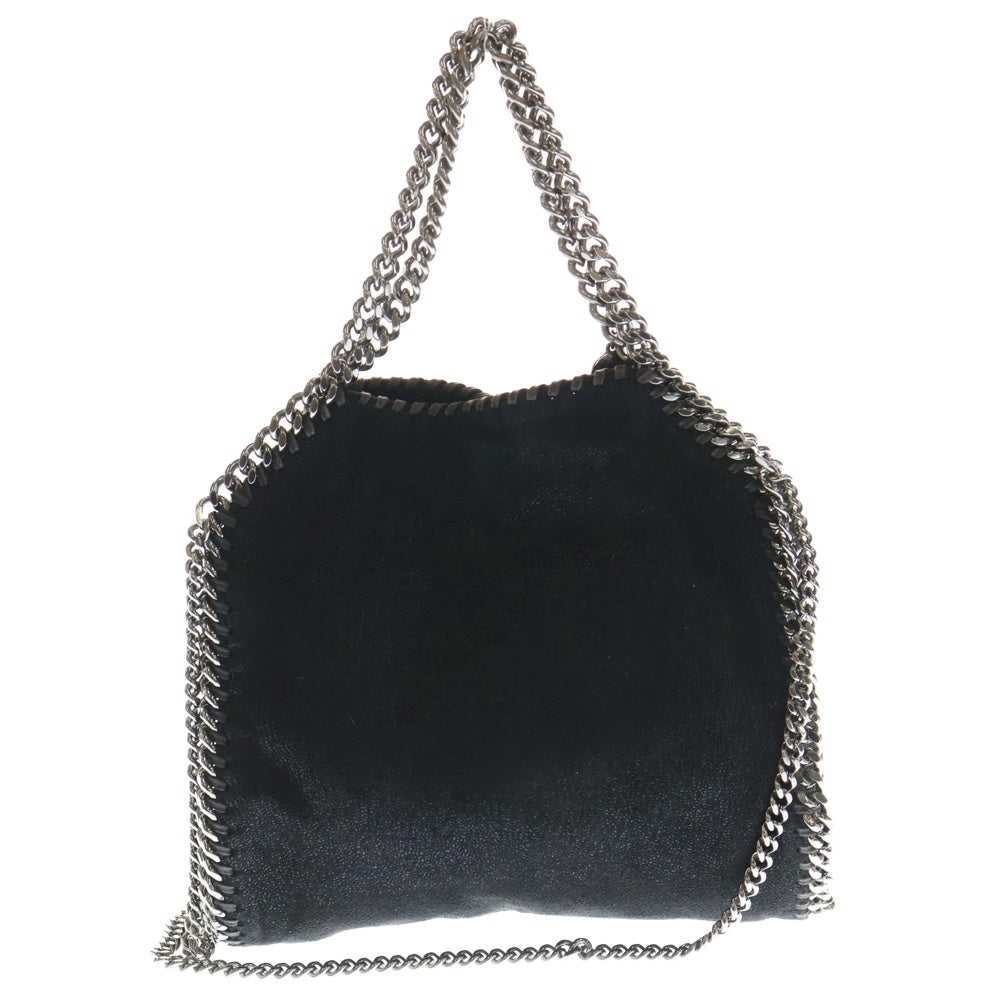 STELLA McCARTNEY(ステラマッカートニー) ファラベラ ミニ グレイン加工 ヴィーガンシャギーディア 2Way チェーンショルダー トートハンドバッグ ブラック/シルバー