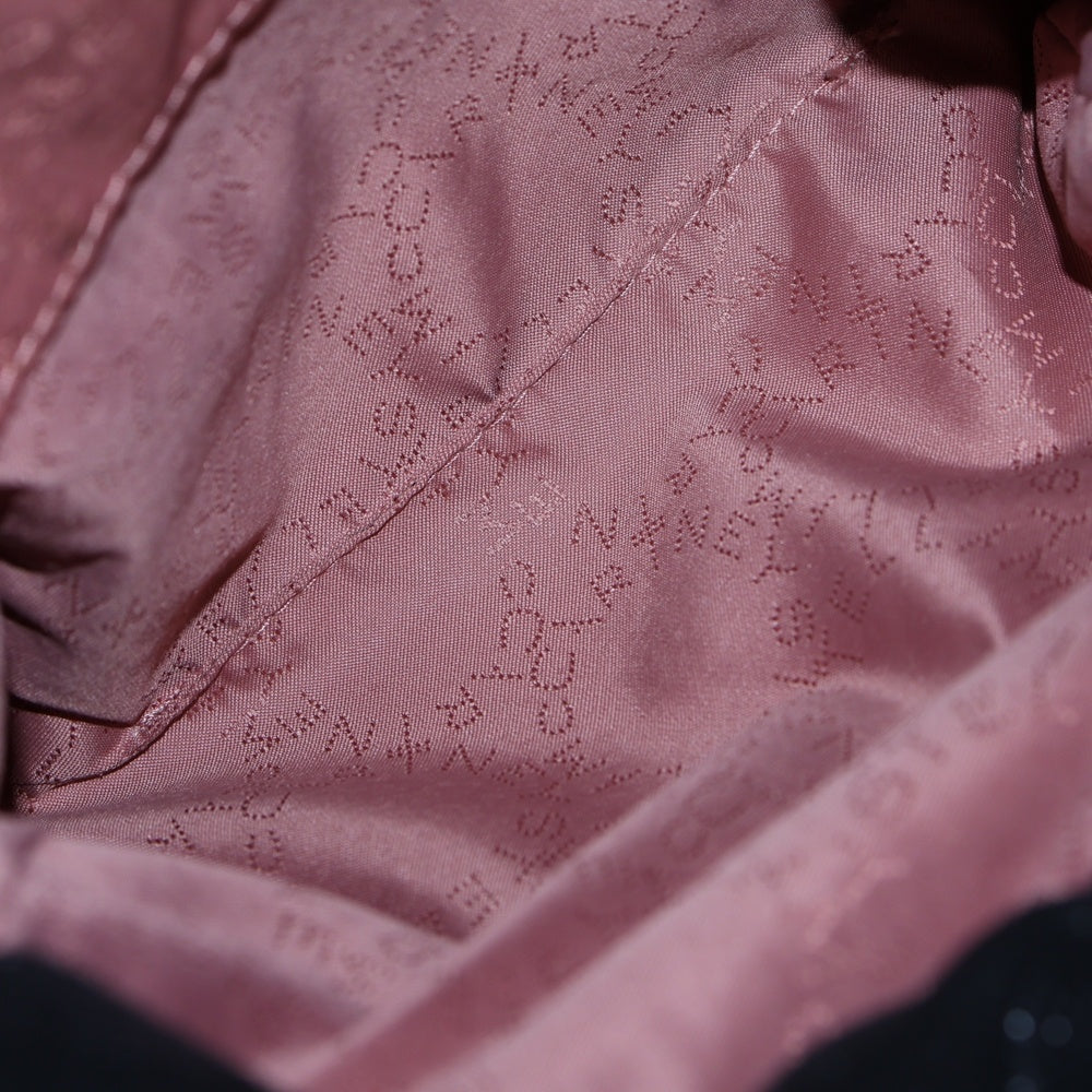 STELLA McCARTNEY(ステラマッカートニー) ファラベラ ミニ グレイン加工 ヴィーガンシャギーディア 2Way チェーンショルダー トートハンドバッグ ブラック/シルバー