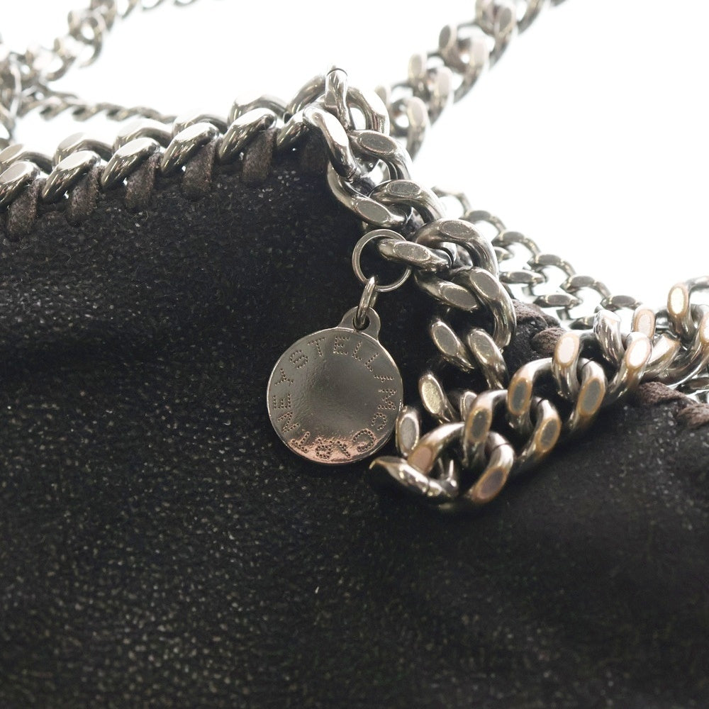 STELLA McCARTNEY(ステラマッカートニー) ファラベラ ミニ グレイン加工 ヴィーガンシャギーディア 2Way チェーンショルダー トートハンドバッグ ブラック/シルバー