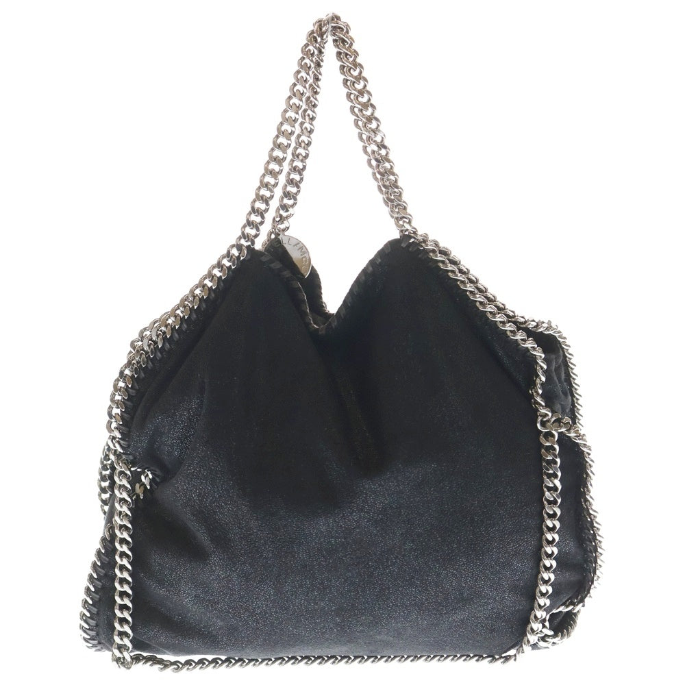 STELLA McCARTNEY(ステラマッカートニー) ファラベラ スモール グレイン加工 ヴィーガンシャギーディア 2Way チェーンショルダー トートハンドバッグ ブラック/シルバー レディース