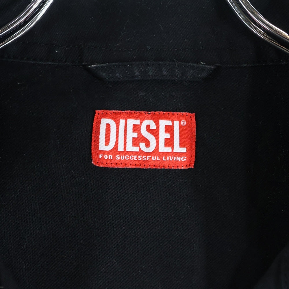 DIESEL(ディーゼル) S-STAN-BLEACH オーバルDロゴ 半袖コットンオープンカラーシャツ ブラック A14178