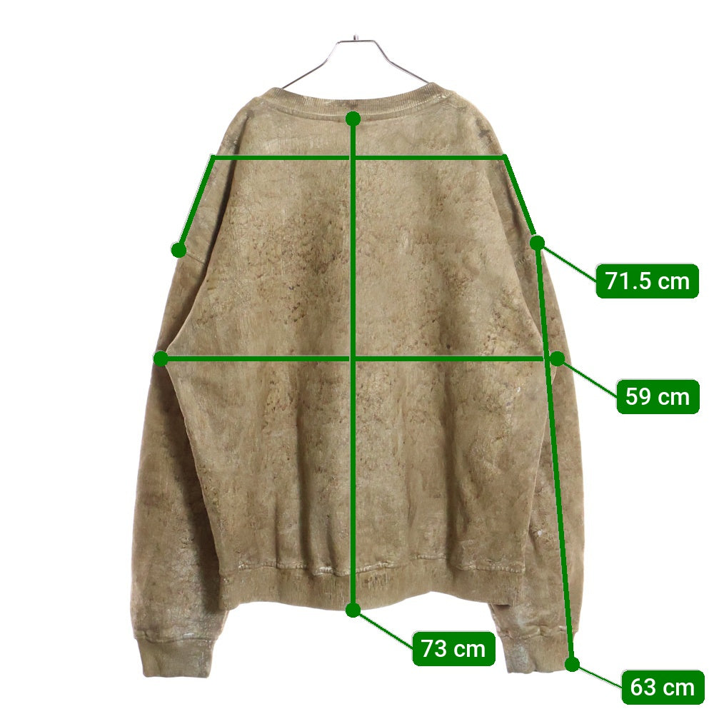 DIESEL(ディーゼル) S-NABEL-FLEE 全面クラックプリント 長袖クルーネック スウェットトレーナー ブラウン A12488