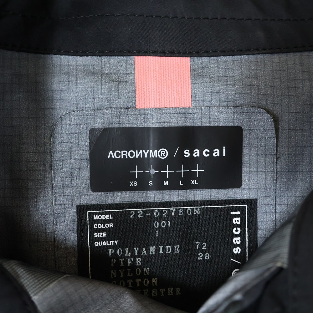 acronym × sacai ドッキングトレンチコート sacai×ACRONYM レイヤー 撥水 ドッキング トレンチコート22-02760M 22