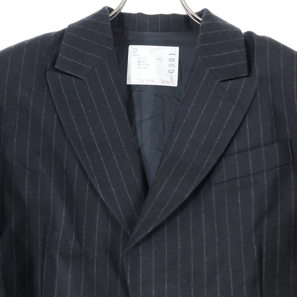 Sacai(サカイ) 23AW CHALK STRIPE JACKET ショート丈ストライプジャケット ブラック 23-06981