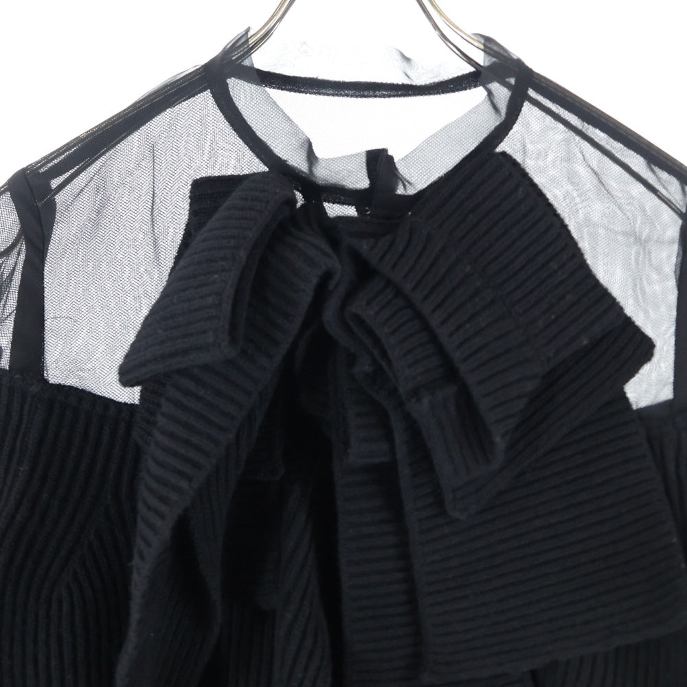 Sacai(サカイ) 23AW Chiffon Mix Wool Knit Pullover シフォン ミックス ウール ニット プルオーバー セーター レディース ブラック 23-06961