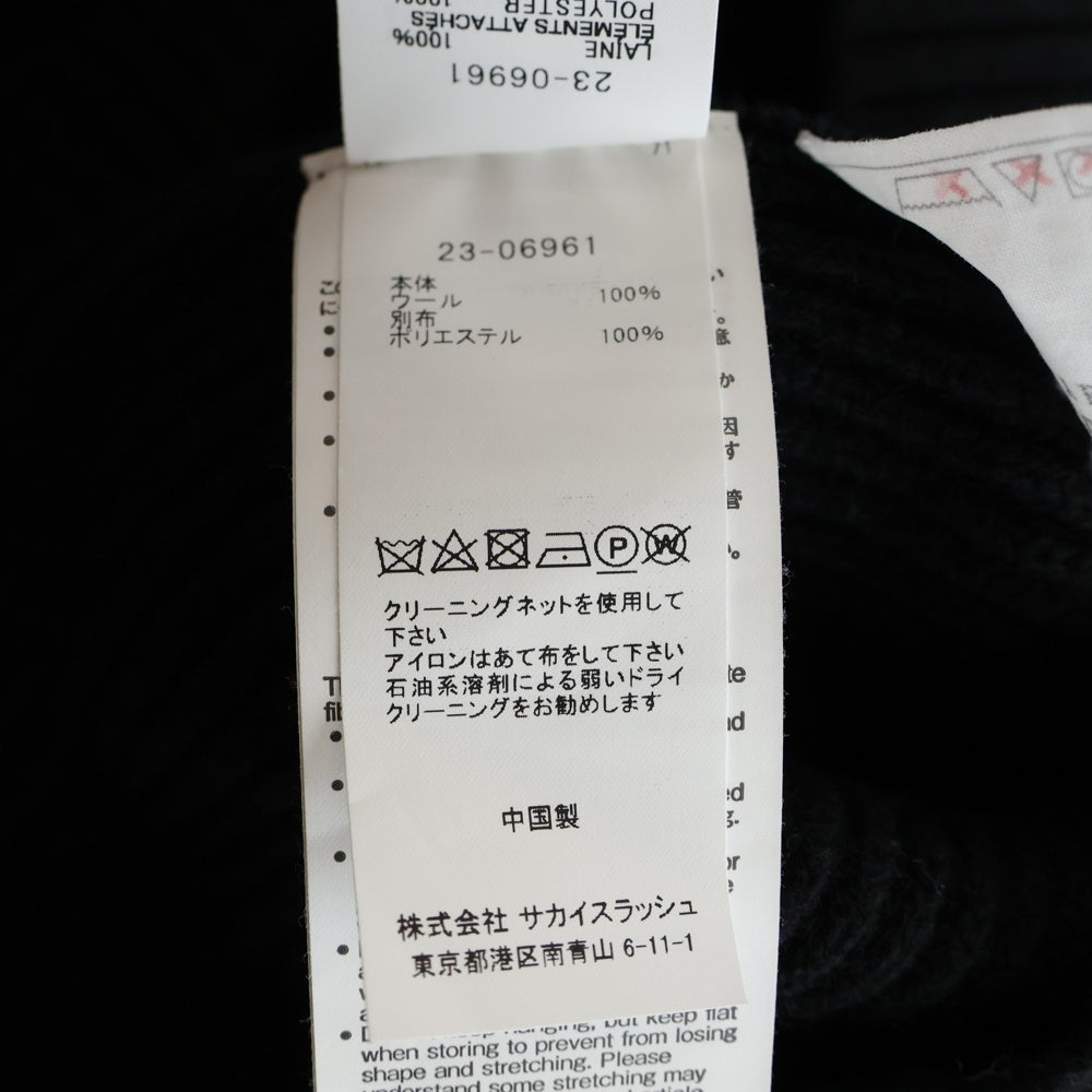 Sacai(サカイ) 23AW Chiffon Mix Wool Knit Pullover シフォン ミックス ウール ニット プルオーバー セーター レディース ブラック 23-06961