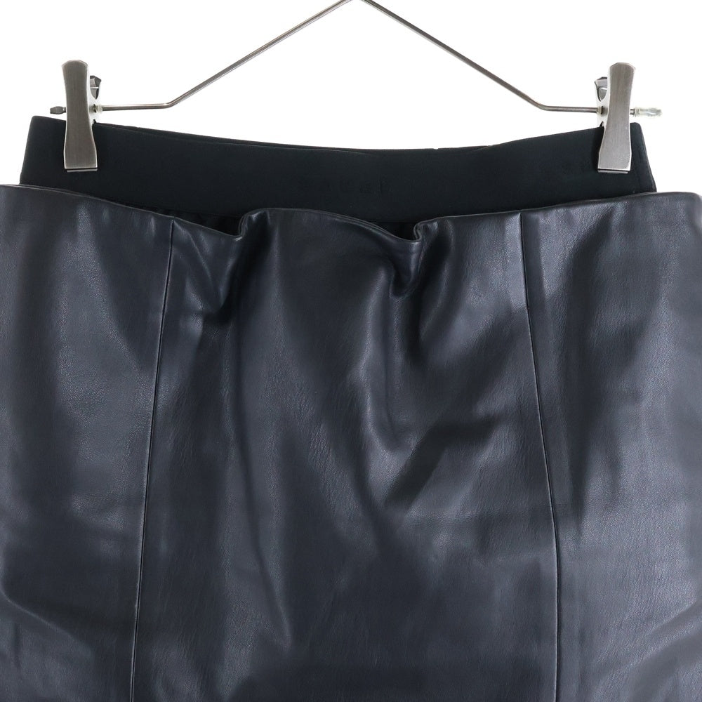 Sacai(サカイ) 23SS Faux Leather Skirt フェイク レザー スカート レディース ブラック 23-06498