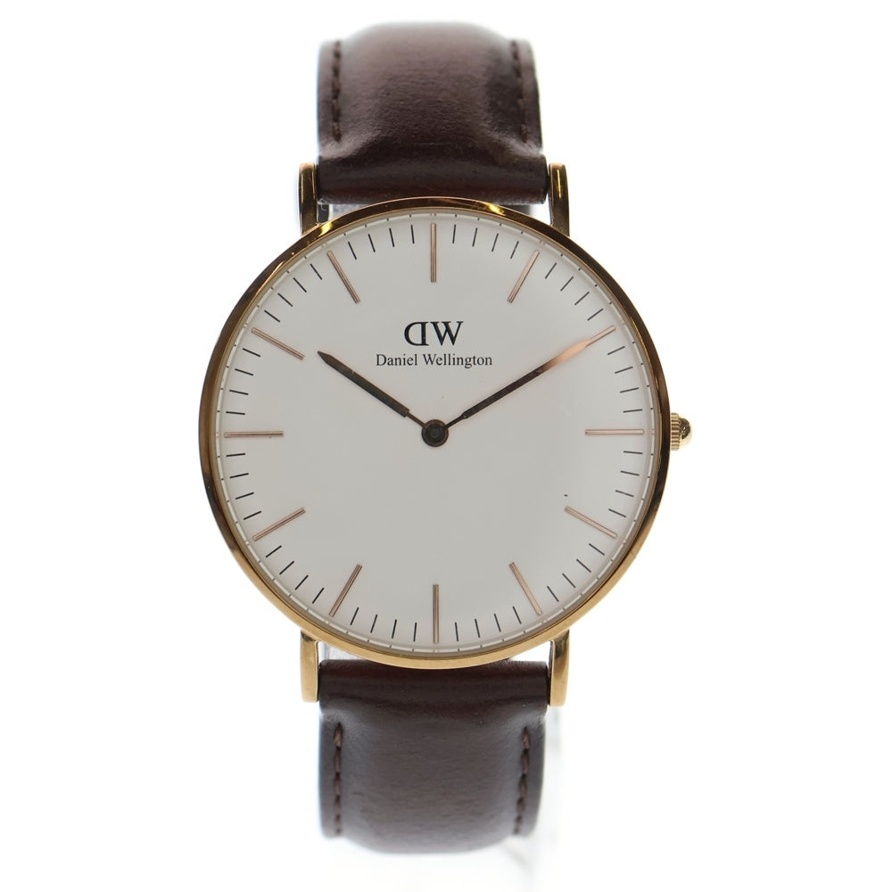 Daniel Wellington(ダニエルウェリントン) アナログ クオーツ ホワイト文字盤 レザーベルトウォッチ 腕時計 ホワイト/ゴールド M36RW レディース