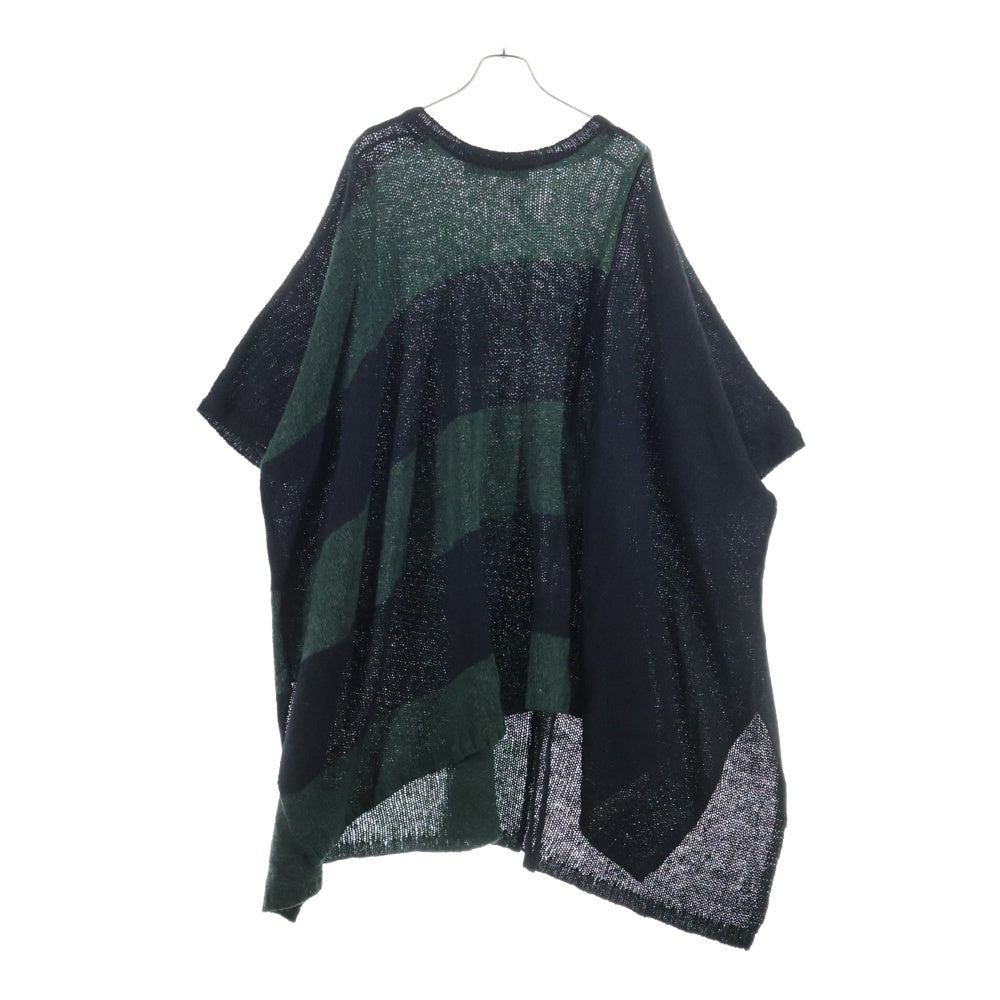 Ground Y(グラウンドワイ) 21AW ボーダー ウール ニット セーター ブラック/グリーン GM-K05-113