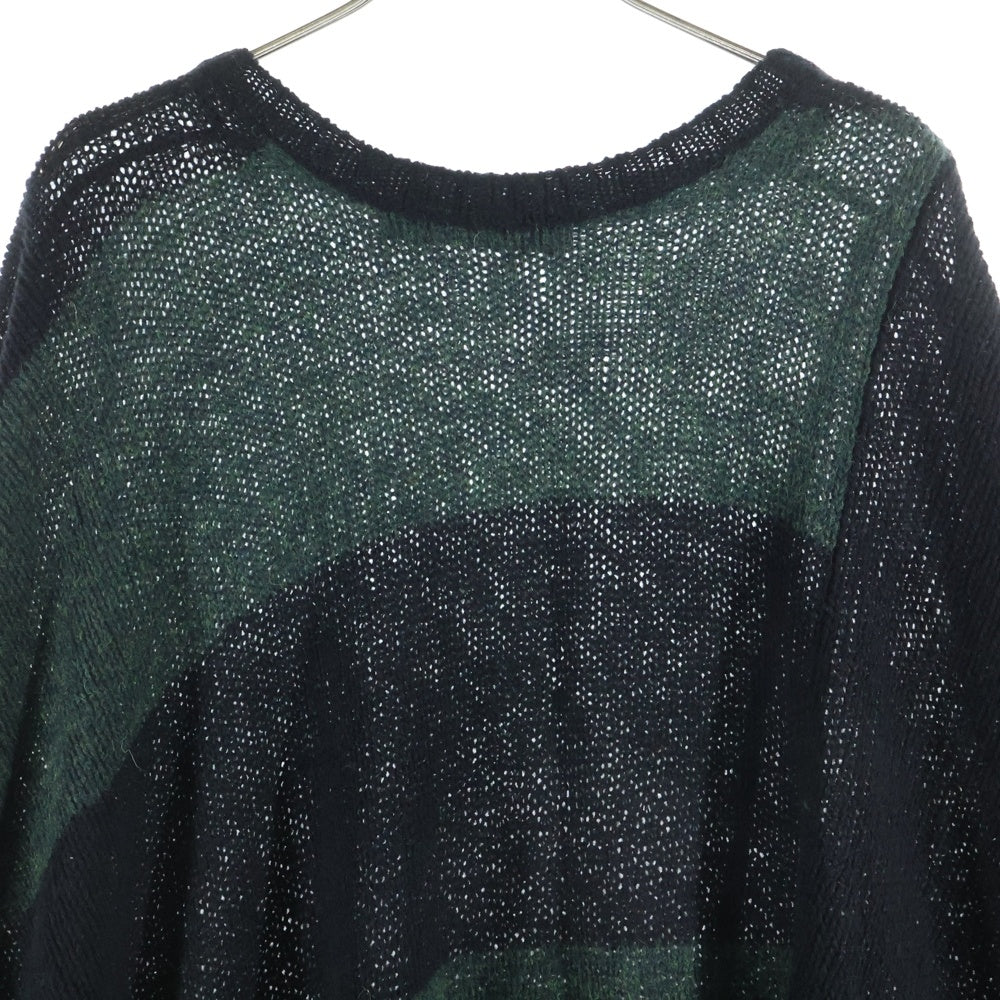 Ground Y(グラウンドワイ) 21AW ボーダー ウール ニット セーター ブラック/グリーン GM-K05-113