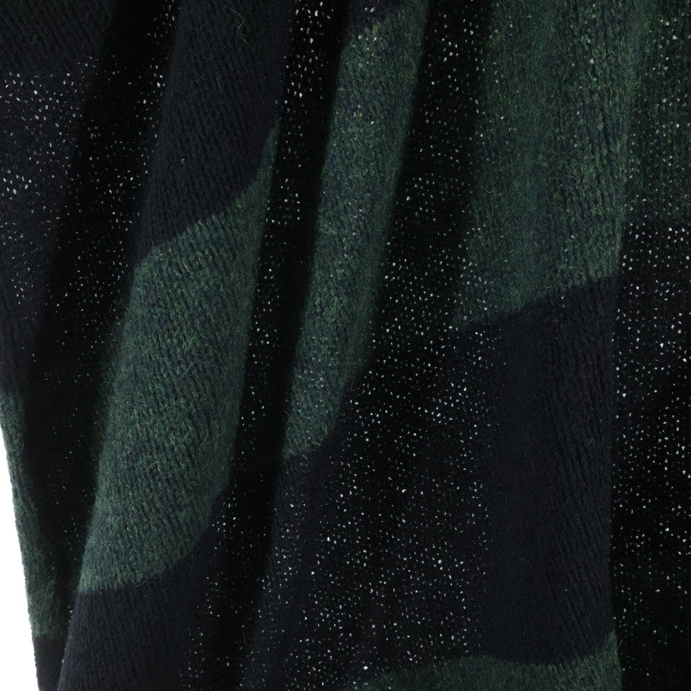 Ground Y(グラウンドワイ) 21AW ボーダー ウール ニット セーター ブラック/グリーン GM-K05-113