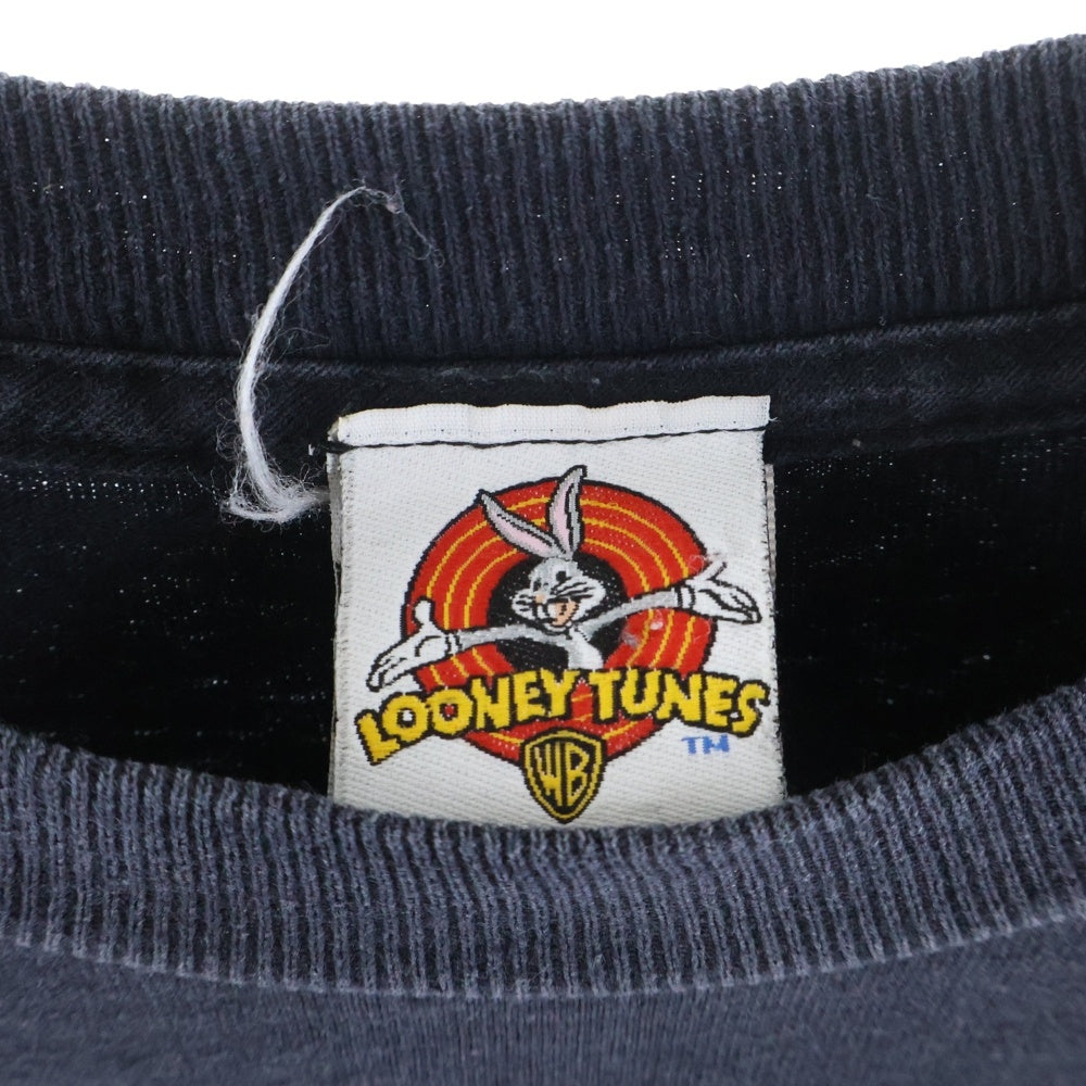 VINTAGE(ヴィンテージ) 90S LOONEY TUNES ルーニーテューンズ メキシコ製 フロントプリント クルーネック 半袖Tシャツ カットソー ブラック