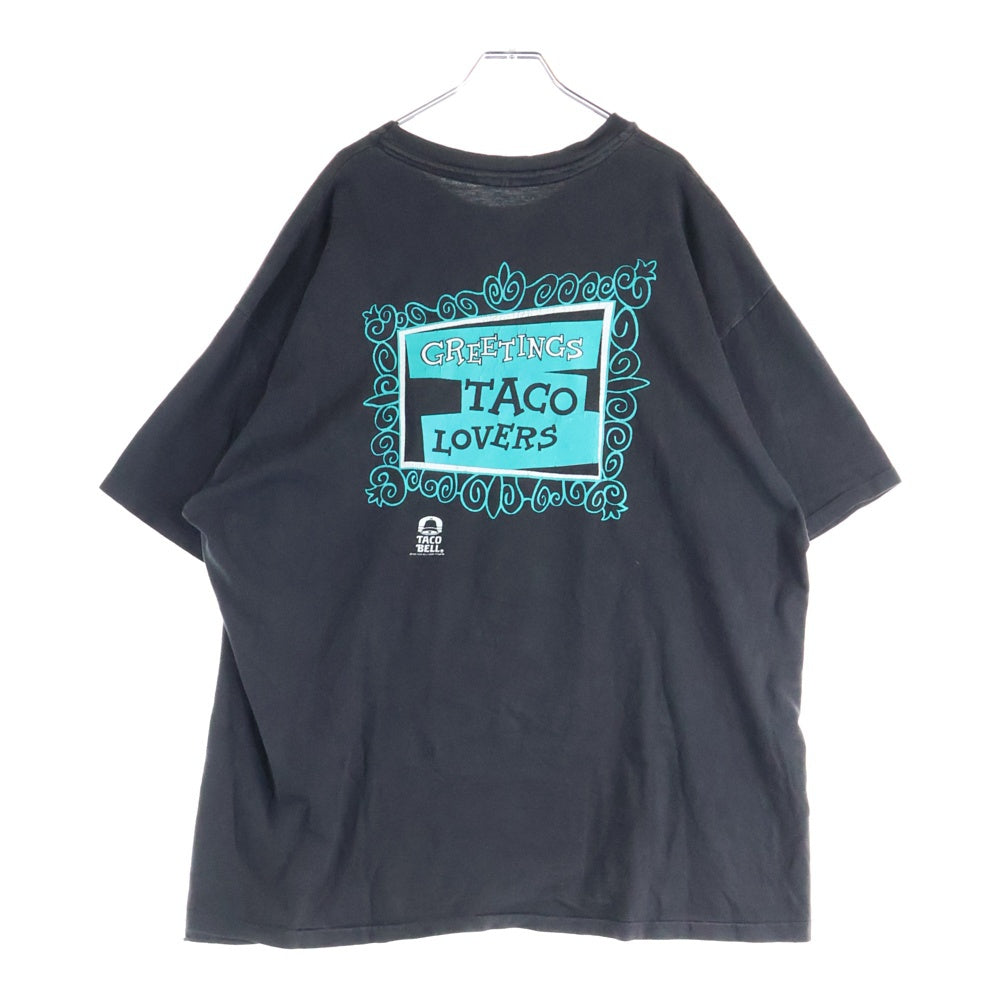 VINTAGE(ヴィンテージ) 90S VINTAGE TACO BELL GREETING TACO LOVERS HANES ヴィンテージ USA製 タコベル 両面プリント クルーネック 半袖Tシャツ カットソー ブラック