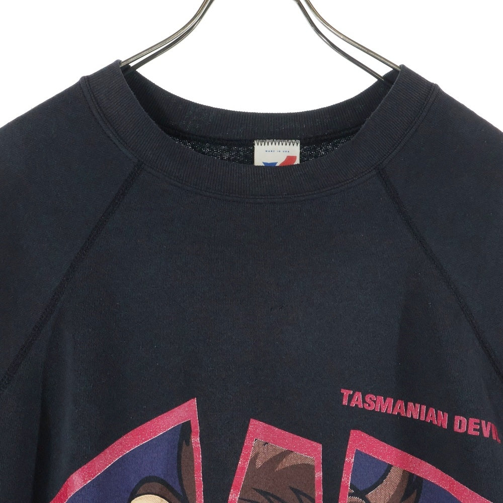 VINTAGE(ヴィンテージ) 90S LOONEY TUNES TASMANIAN DEVIL ARTEX USA製 ルーニーテューンズ タズマニアンデビル フロントプリント ラグランスウェット トレーナー ブラック