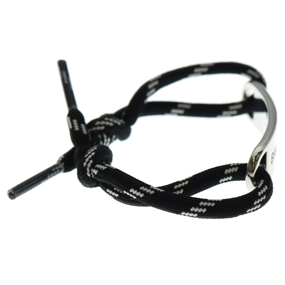 BALENCIAGA(バレンシアガ) PLATE ロゴプレート コードブレスレット シルバー/ブラック 656418