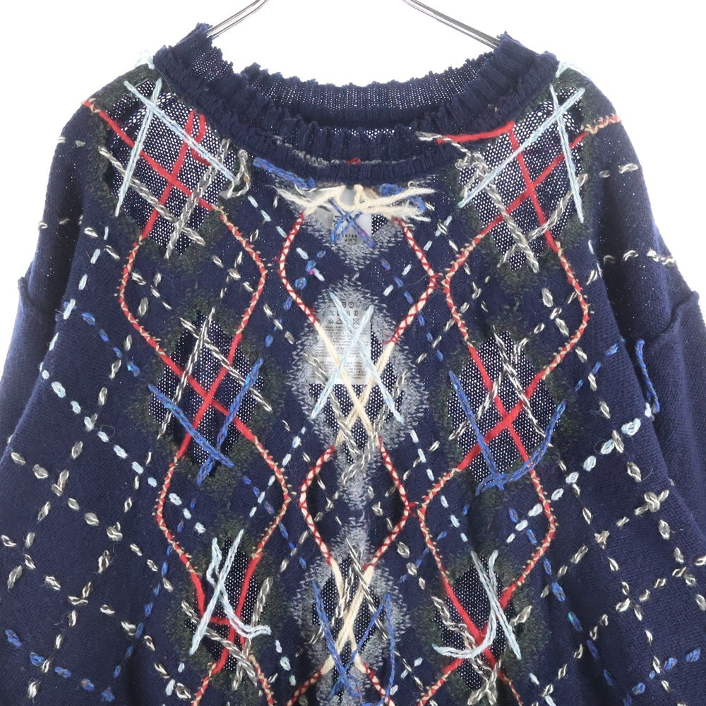 Maison Margiela(メゾンマルジェラ) 23AW Cut-out Knit Sweater カットアウトデザイン クルーネック ニットセーター ネイビー S67HL0001