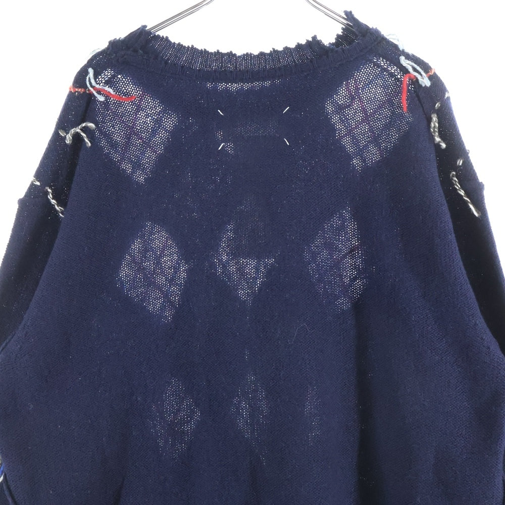 Maison Margiela(メゾンマルジェラ) 23AW Cut-out Knit Sweater カットアウトデザイン クルーネック ニットセーター ネイビー S67HL0001