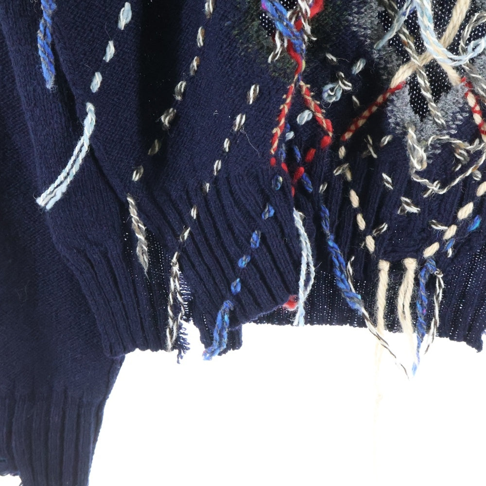 Maison Margiela(メゾンマルジェラ) 23AW Cut-out Knit Sweater カットアウトデザイン クルーネック ニットセーター ネイビー S67HL0001