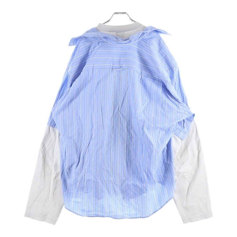 BALENCIAGA(バレンシアガ) 22SS BB ICON TROMPE LOEIL アイコン トロンプルイユ レイヤード 簿タウンダウン長袖シャツ ブルー 699227