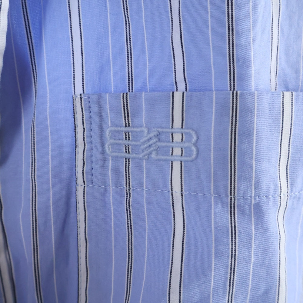 BALENCIAGA(バレンシアガ) 22SS BB ICON TROMPE LOEIL アイコン トロンプルイユ レイヤード 簿タウンダウン長袖シャツ ブルー 699227