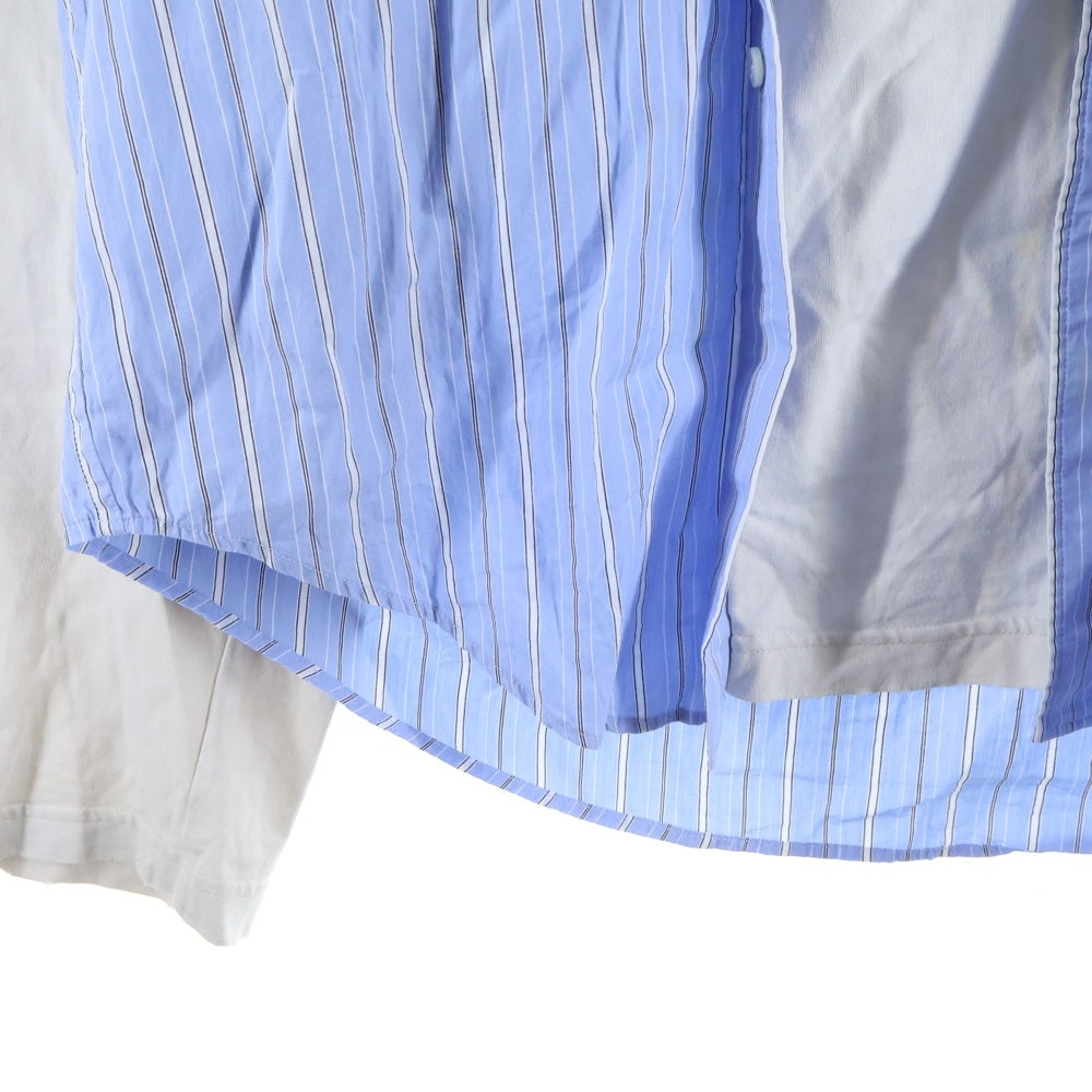 BALENCIAGA(バレンシアガ) 22SS BB ICON TROMPE LOEIL アイコン トロンプルイユ レイヤード 簿タウンダウン長袖シャツ ブルー 699227