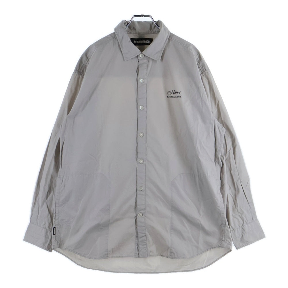NEIGHBORHOOD(ネイバーフッド) 21AW TRAD C-SHIRT ロゴプリント トラッドコットン 長袖シャツ グレー 212SPNH-SHM01