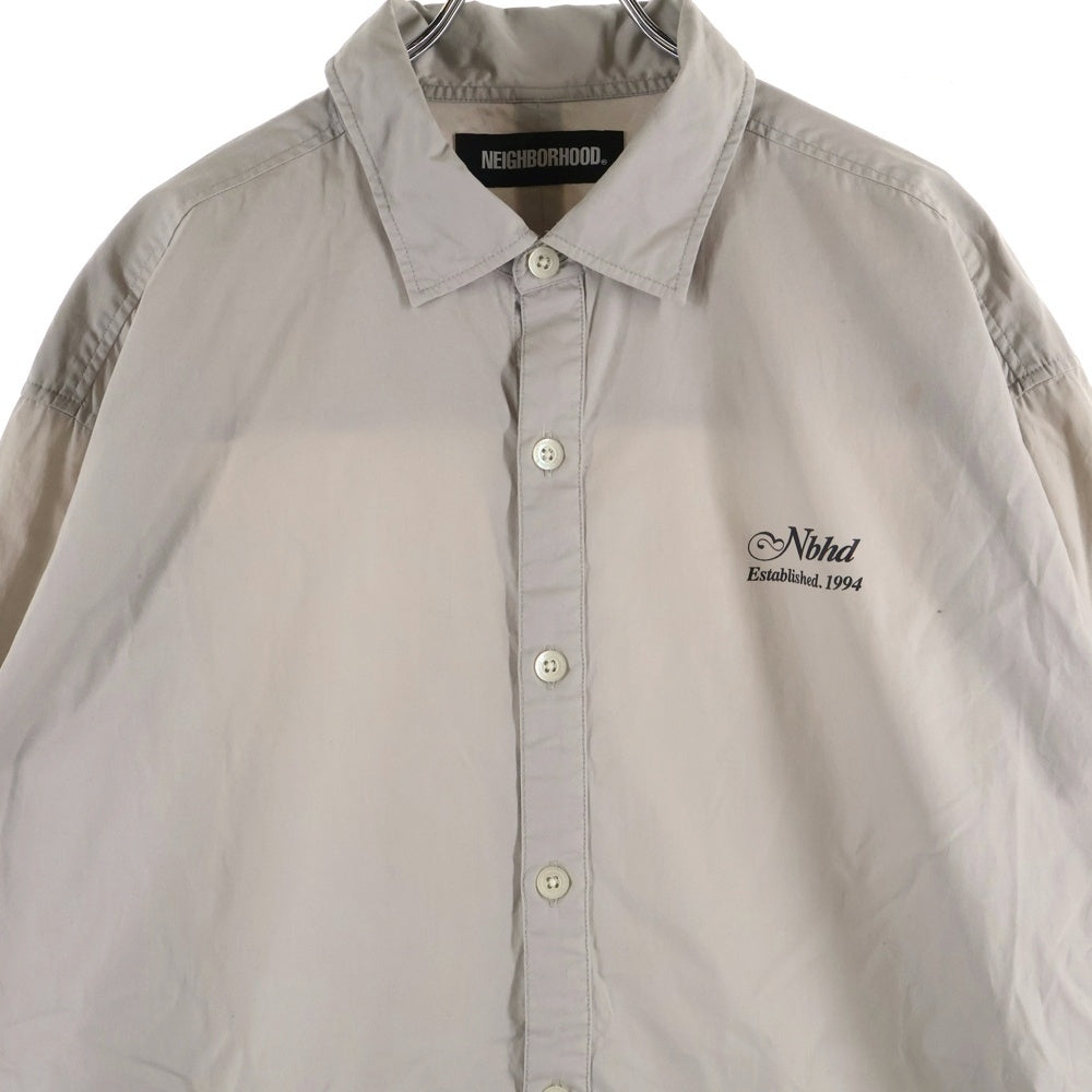 NEIGHBORHOOD(ネイバーフッド) 21AW TRAD C-SHIRT ロゴプリント トラッドコットン 長袖シャツ グレー 212SPNH-SHM01