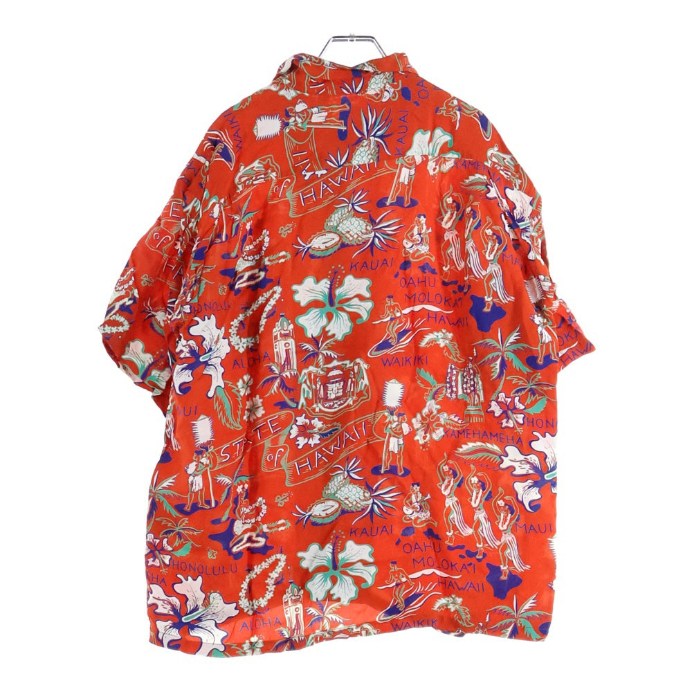 SUN SURF(サンサーフ) RAYON HAWAIIAN SHIRT STATE OF HAWAII フィラメントレーヨン 抜染プリント ループホール付き 半袖ハワイシャツ レッド SS38792