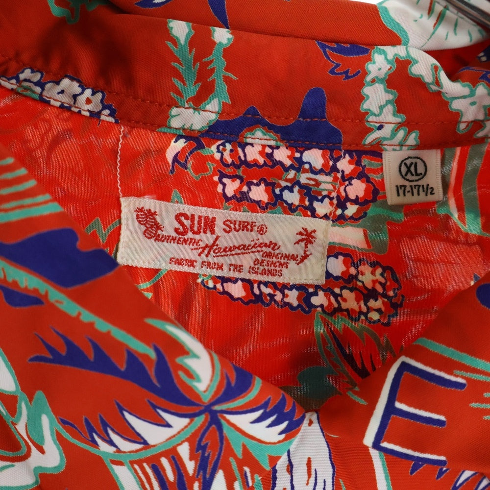 SUN SURF(サンサーフ) RAYON HAWAIIAN SHIRT STATE OF HAWAII フィラメントレーヨン 抜染プリント ループホール付き 半袖ハワイシャツ レッド SS38792