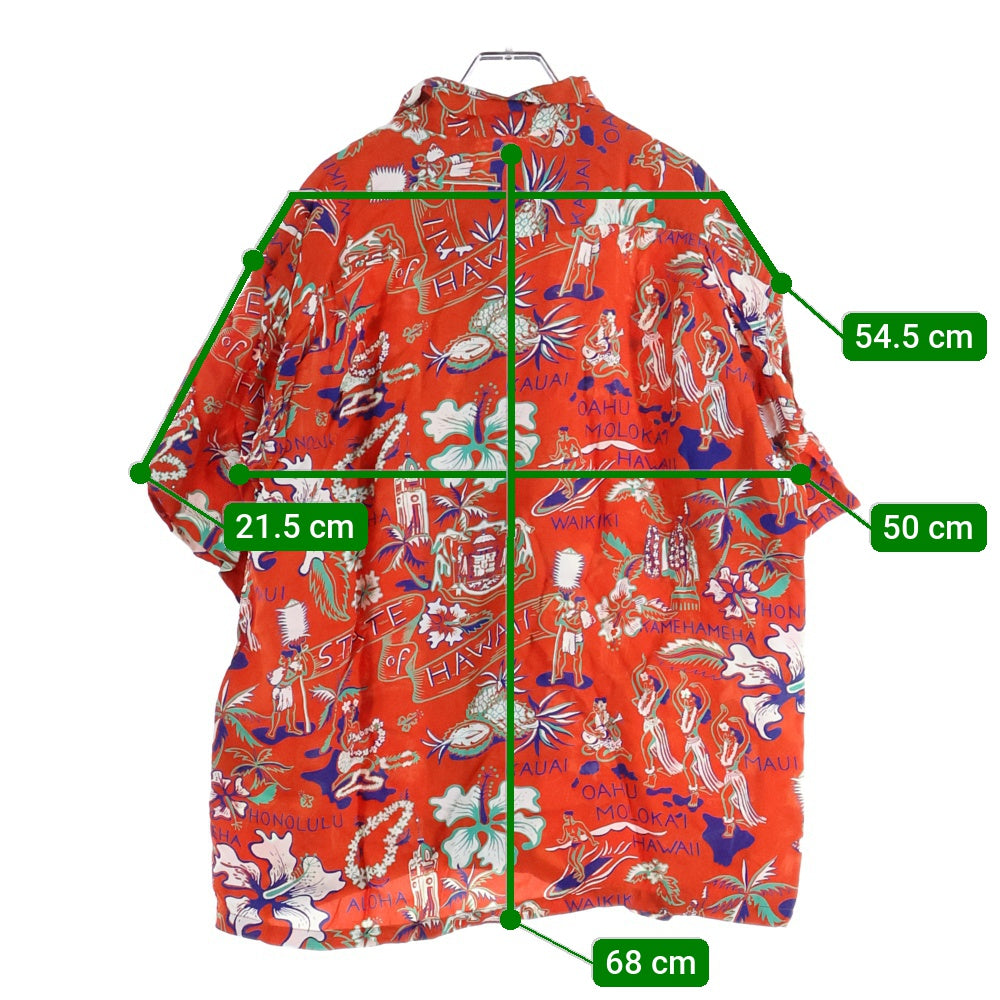 SUN SURF(サンサーフ) RAYON HAWAIIAN SHIRT STATE OF HAWAII フィラメントレーヨン 抜染プリント ループホール付き 半袖ハワイシャツ レッド SS38792