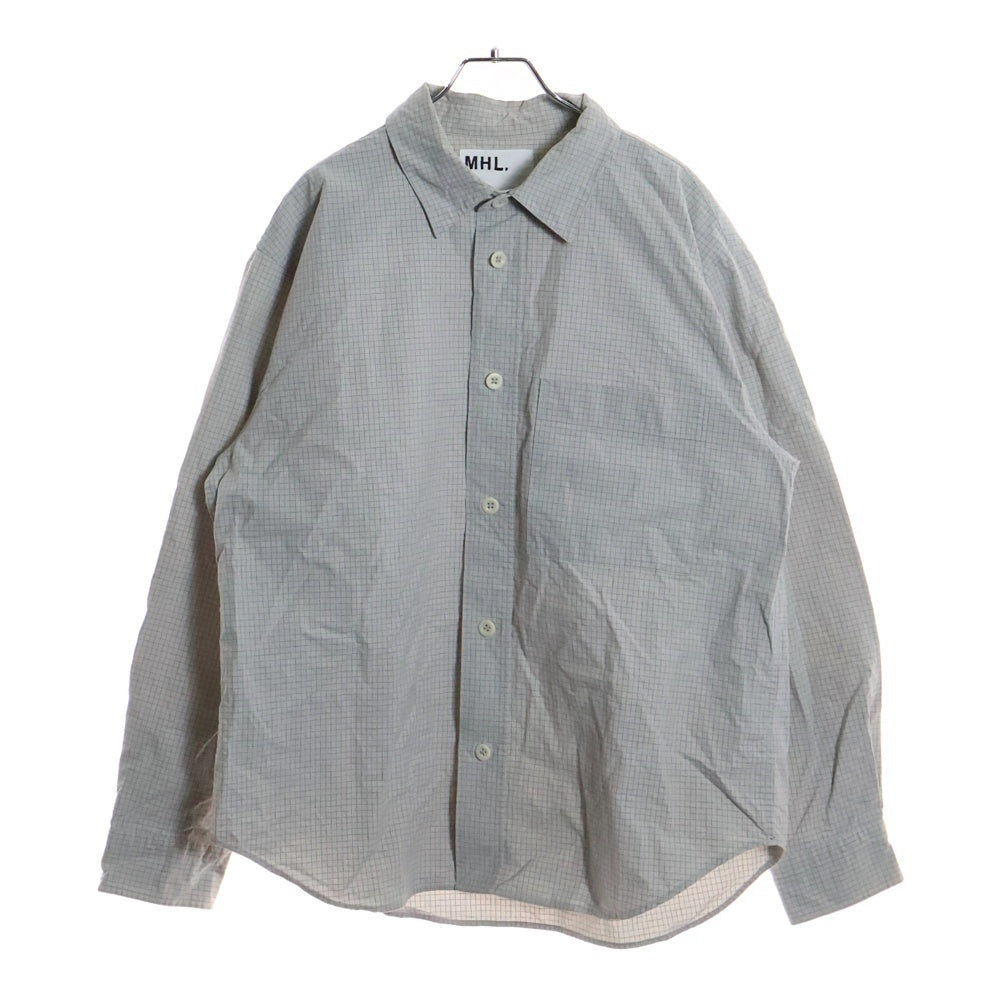 MARGARET HOWELL(マーガレットハウエル) スモールチェック柄 レギュラーカラー コットン 長袖シャツ グレー 596-3250512