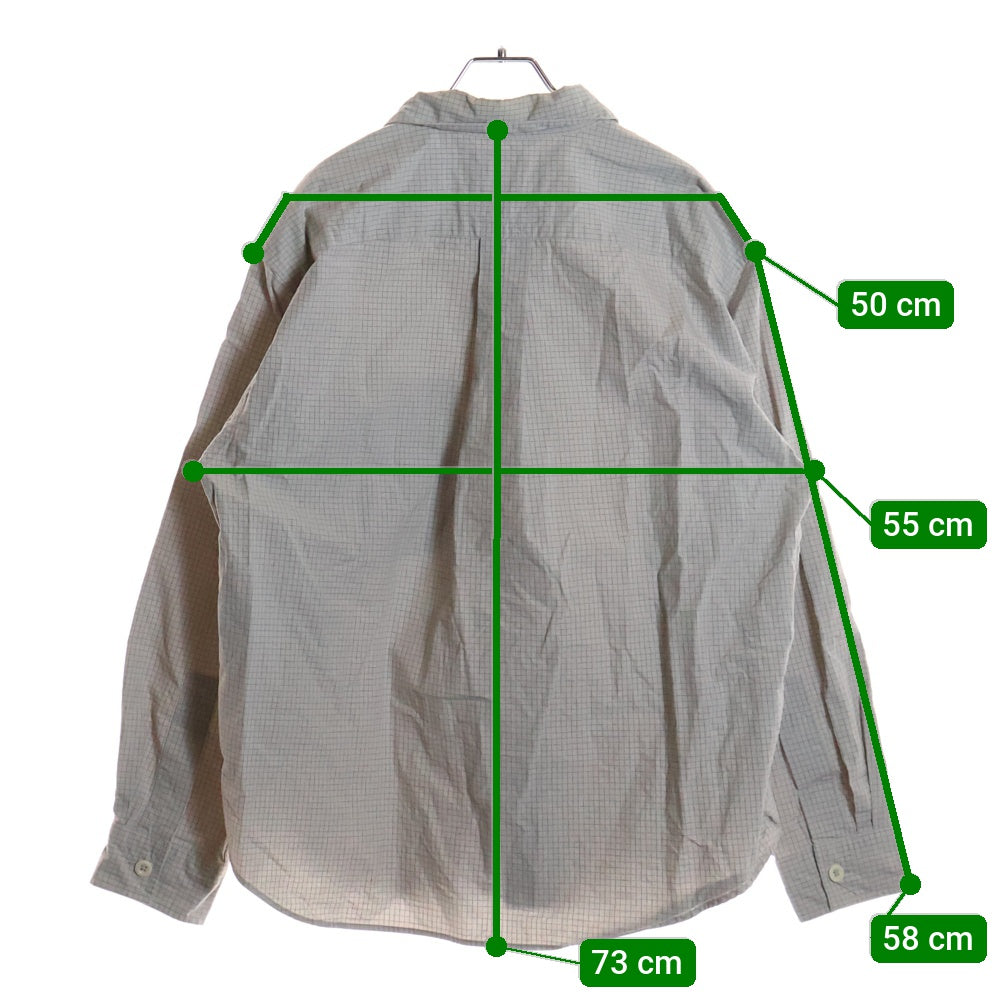 MARGARET HOWELL(マーガレットハウエル) スモールチェック柄 レギュラーカラー コットン 長袖シャツ グレー 596-3250512