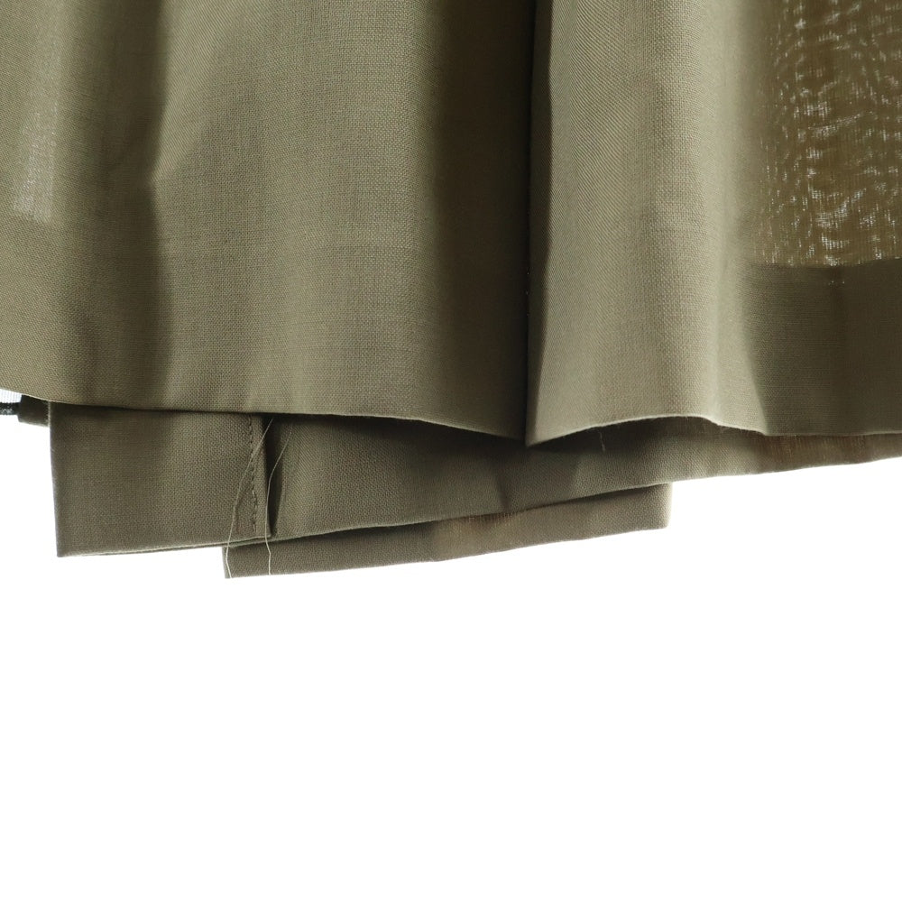 Sacai(サカイ) 22AW Suiting Mix Dress プリーツ加工 ドッキング 半袖 ロングワンピース ドレス カーキ レディース 22-06038