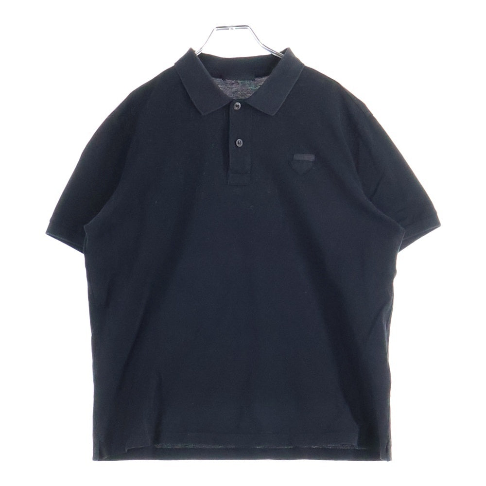 PRADA(プラダ) フロントトライアングルロゴ コットン 半袖ポロシャツ ブラック UJN444 S181 XGS
